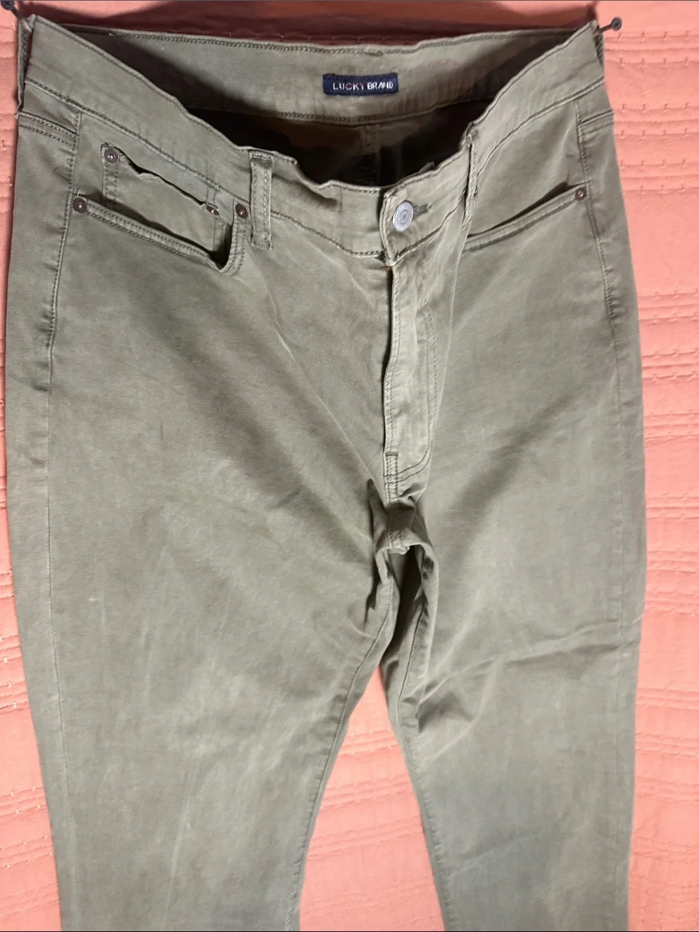 Lucky Brand Olive Green Slim Chinos for Men